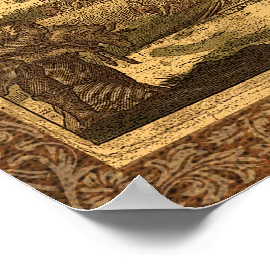 Antiek Wereldkaart Poster (Hoek)