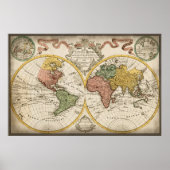 Antiek Wereldkaart Poster (Voorkant)