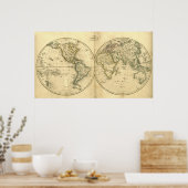 Antiek wereldkaart poster (Keuken)