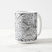 Antiek Wereldkaart print met monogram Sjabloon Koffiemok (Voorkant rechts)