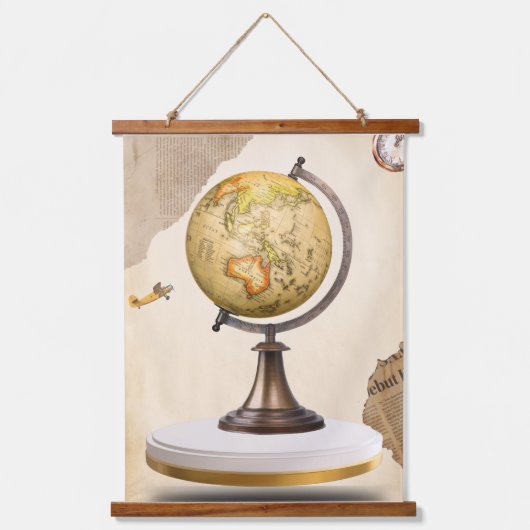 Antiek Wereldkaart Print , Wereldbol Wall Art Hangend Wandkleed (Voorkant)