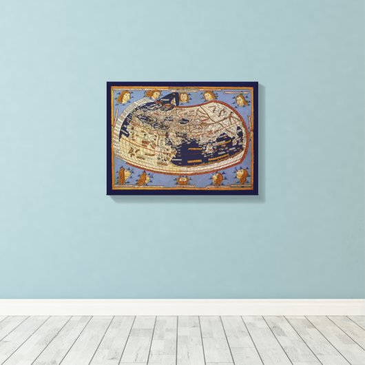 Antiek Wereldkaart Ptolemaic, Johannes of Arnsheim Canvas Afdruk (Insitu (Houten vloer))