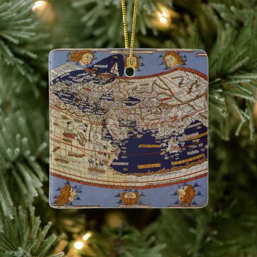 Antiek Wereldkaart Ptolemaic, Johannes of Arnsheim Keramisch Ornament (Boom)