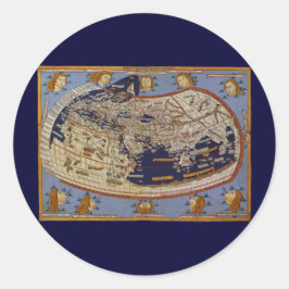Antiek Wereldkaart Ptolemaic, Johannes of Arnsheim Ronde Sticker