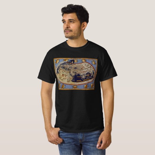 Antiek Wereldkaart Ptolemaic, Johannes of Arnsheim T-shirt (Voorkant volledig)