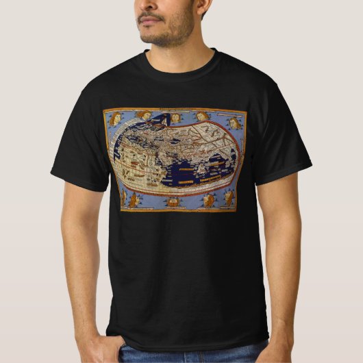 Antiek Wereldkaart Ptolemaic, Johannes of Arnsheim T-shirt (Voorkant)