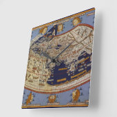 Antiek Wereldkaart Ptolemaic, Johannes of Arnsheim Vierkante Klok (Hoek)