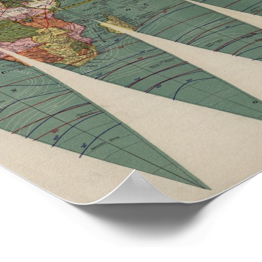 Antiek Wereldkaart Rand McNally 1891 Poster (Hoek)