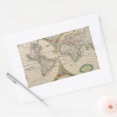 Antiek Wereldkaart Rechthoekige Sticker (Envelop)