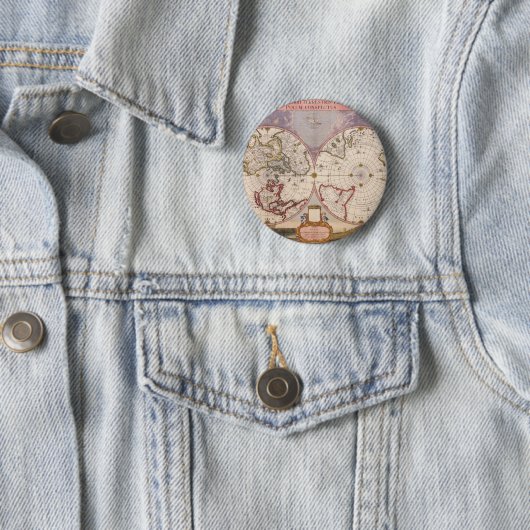 Antiek Wereldkaart Ronde Button 5,7 Cm (In situ)