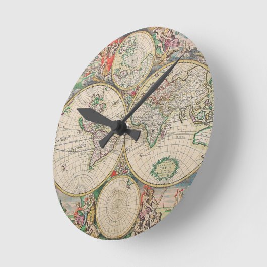 Antiek Wereldkaart Ronde Klok (Hoek)