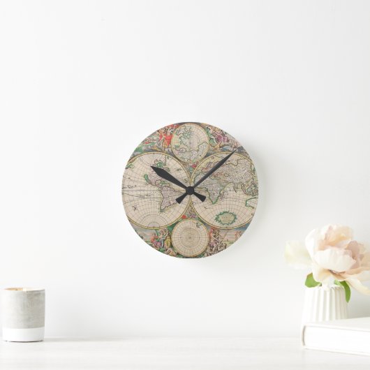 Antiek Wereldkaart Ronde Klok (Huis)