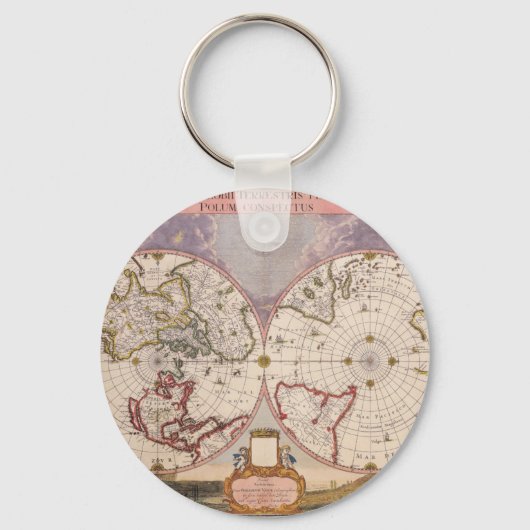 Antiek Wereldkaart Sleutelhanger (Voorkant)