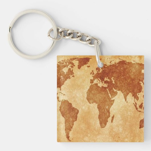 Antiek Wereldkaart Sleutelhanger (Voorkant)