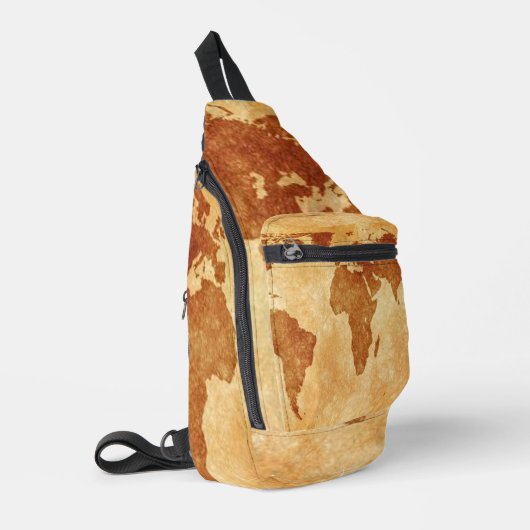 Antiek Wereldkaart Sling Bag (Linkerhoek)