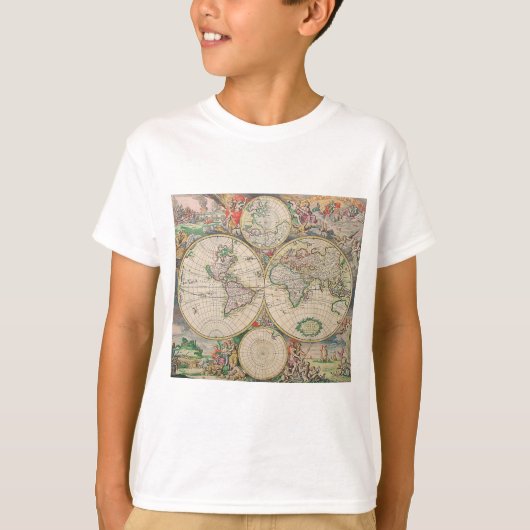 Antiek Wereldkaart T-shirt (Voorkant)