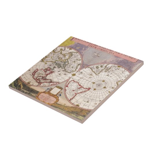 Antiek Wereldkaart Tegeltje (Zijkant)