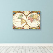 Antiek Wereldkaart Twee halfronden Zelden  kunst Canvas Afdruk (Insitu (Houten vloer))