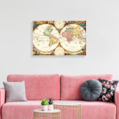 Antiek Wereldkaart Twee halfronden Zelden  kunst Canvas Afdruk (Insitu (Woonkamer))