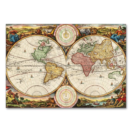 Antiek Wereldkaart Twee halfronden Zelden  kunst Kaart (Voorkant)