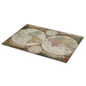 Antiek Wereldkaart Twee halfronden Zelden  kunst Snijplank (Hoek)