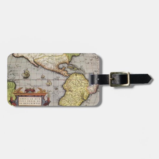 Antiek Wereldkaart van Amerika door Abraham Orteli Bagagelabel (Voorkant horizontaal)