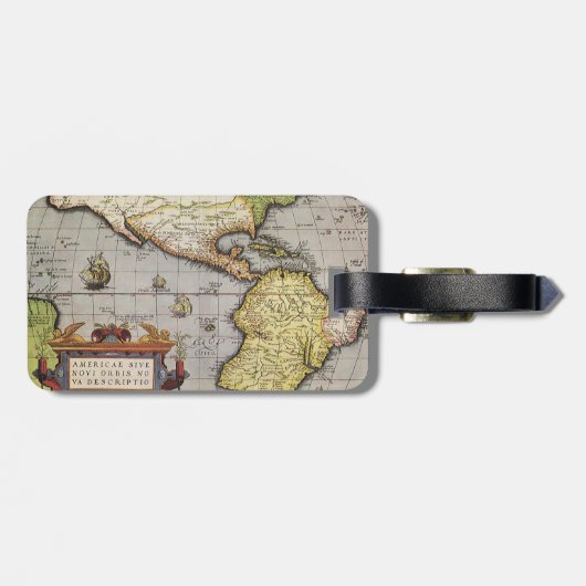 Antiek Wereldkaart van Amerika door Abraham Orteli Bagagelabel (Achterkant horizontaal)