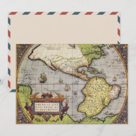 Antiek Wereldkaart van Amerika door Abraham Orteli Kaart