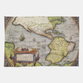 Antiek Wereldkaart van Amerika door Abraham Orteli Theedoek (Horizontaal)