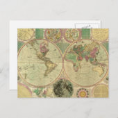 Antiek Wereldkaart van Carington Bowles, ongeveer  Briefkaart (Voorkant / Achterkant)