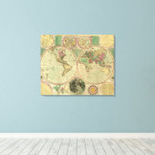 Antiek Wereldkaart van Carington Bowles, ongeveer Canvas Afdruk (Insitu (Houten vloer))