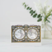 Antiek Wereldkaart van Claude Auguste Berey, 1688 Briefkaart (Staand voorkant)