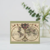 Antiek Wereldkaart van Guillaume de L'Isle, 1720 Briefkaart (Staand voorkant)