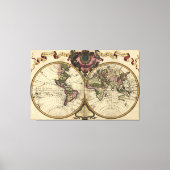 Antiek Wereldkaart van Guillaume de L'Isle, 1720 Canvas Afdruk (Voorkant)