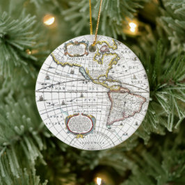 Antiek Wereldkaart van Hendrik Hondius, 1630 Keramisch Ornament