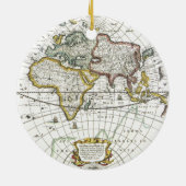 Antiek Wereldkaart van Hendrik Hondius, 1630 Keramisch Ornament (Achterkant)