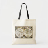 Antiek Wereldkaart van Hendrik Hondius, 1630 Tote Bag (Voorkant)