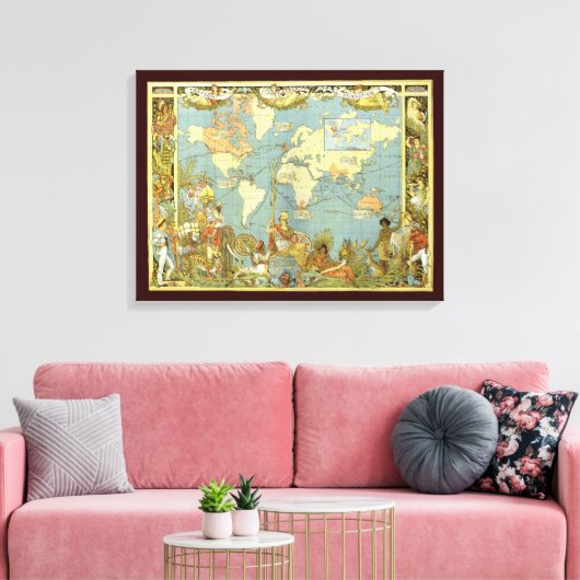 Antiek Wereldkaart van het Britse Rijk, 1886 Canvas Afdruk (Insitu (Woonkamer))