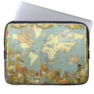 Antiek Wereldkaart van het Britse Rijk, 1886 Laptop Sleeve