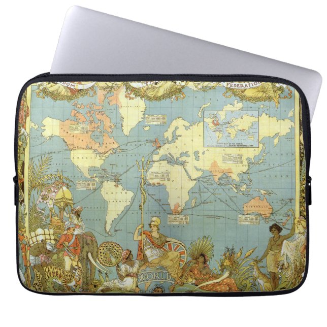 Antiek Wereldkaart van het Britse Rijk, 1886 Laptop Sleeve (Voorkant)