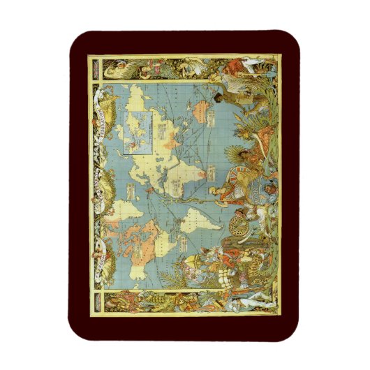 Antiek Wereldkaart van het Britse Rijk, 1886 Magneet (Verticaal)