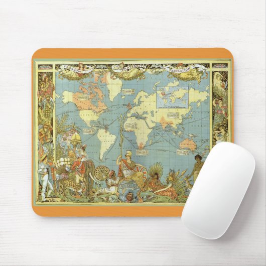 Antiek Wereldkaart van het Britse Rijk, 1886 Muismat (Met muis)