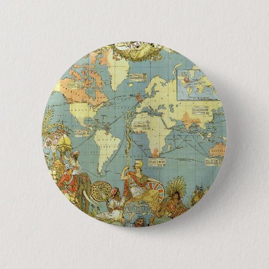 Antiek Wereldkaart van het Britse Rijk, 1886 Ronde Button 5,7 Cm (Voorkant)