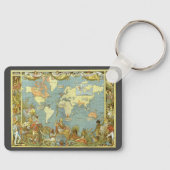 Antiek Wereldkaart van het Britse Rijk, 1886 Sleutelhanger (Voorkant)