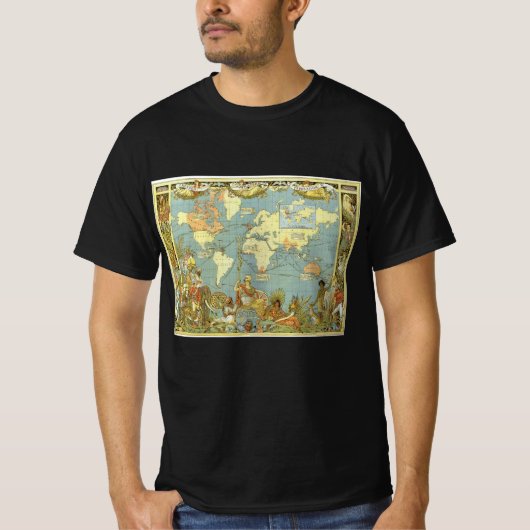 Antiek Wereldkaart van het Britse Rijk, 1886 T-shirt (Voorkant)