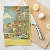 Antiek Wereldkaart van het Britse Rijk, 1886 Theedoek (Quarter Fold)