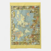 Antiek Wereldkaart van het Britse Rijk, 1886 Theedoek (Verticaal)