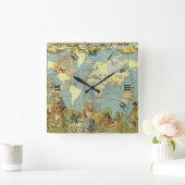 Antiek Wereldkaart van het Britse Rijk, 1886 Vierkante Klok (Huis)