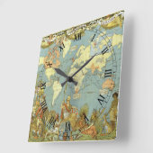 Antiek Wereldkaart van het Britse Rijk, 1886 Vierkante Klok (Hoek)