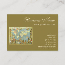 Antiek Wereldkaart van het Britse Rijk, 1886 Visitekaartje